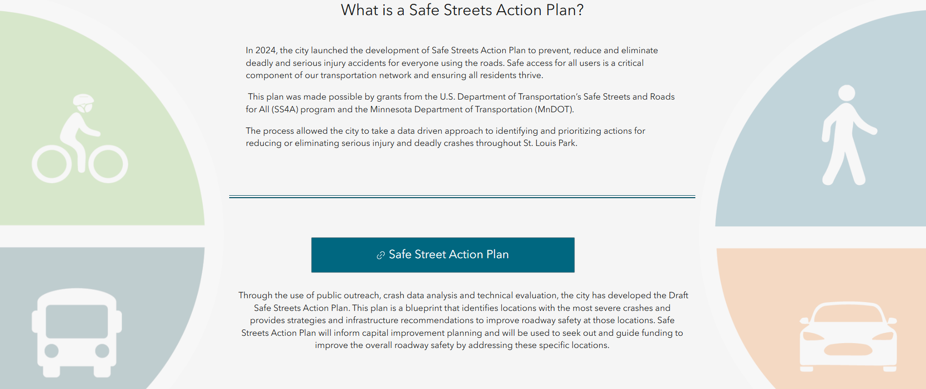 Safe Streets Action Plan dashboard graphic