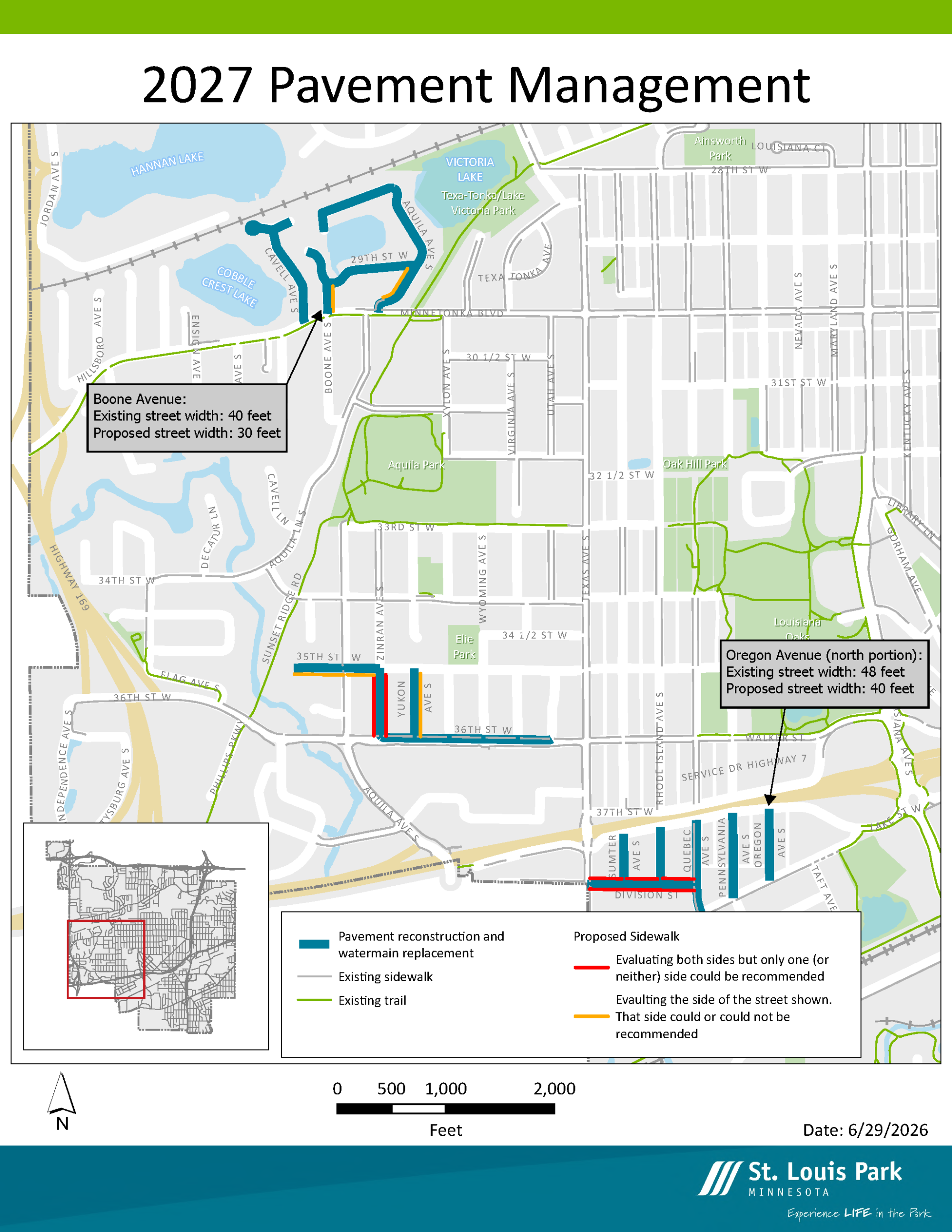 2027 Pavement Management Project Map
